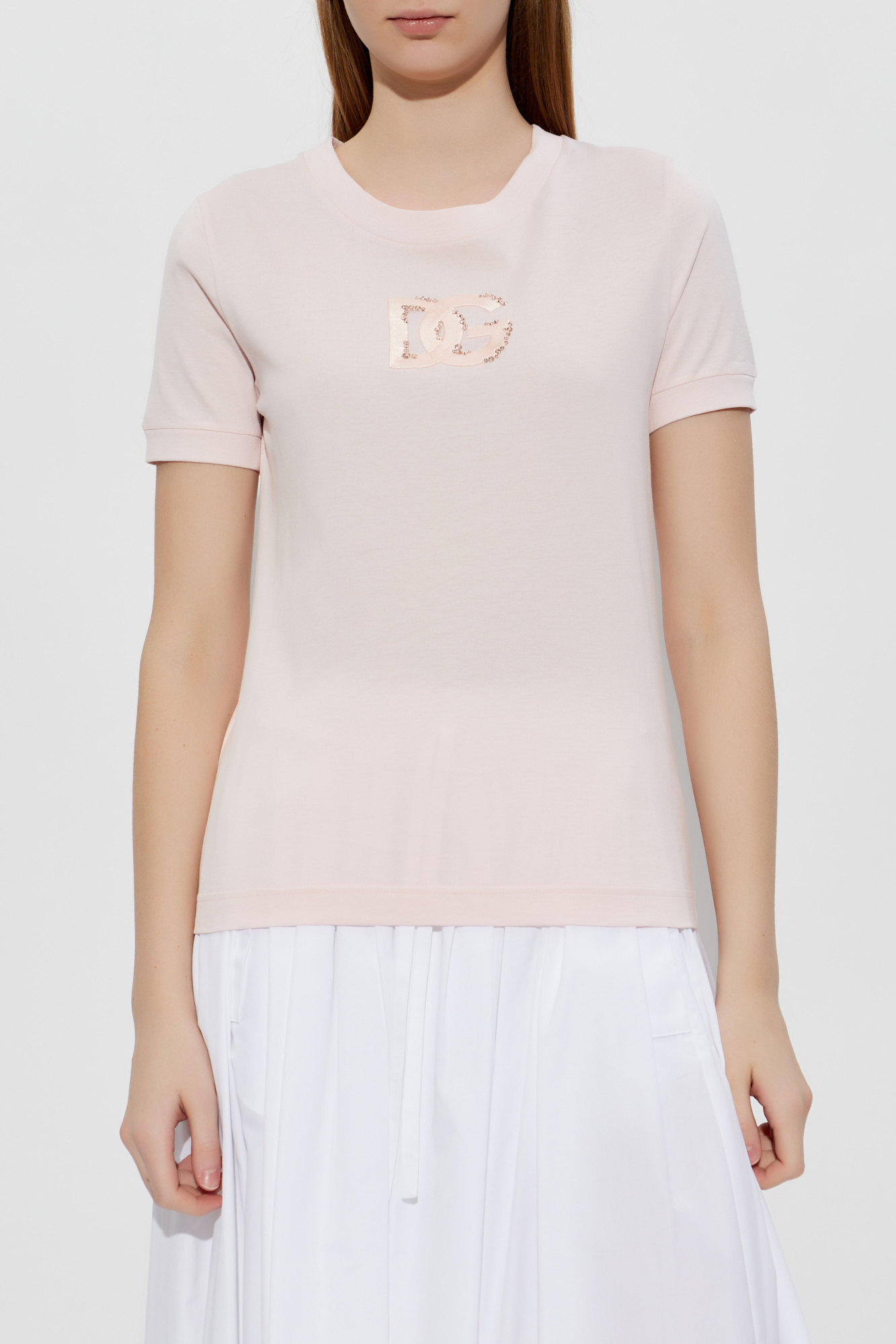 Pink T-shirt with a shimmering logo Dolce & Gabbana - Vitkac France